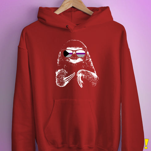 Pride Sloth Demisexual Pride Flag Sunglasses Hoodie - Red